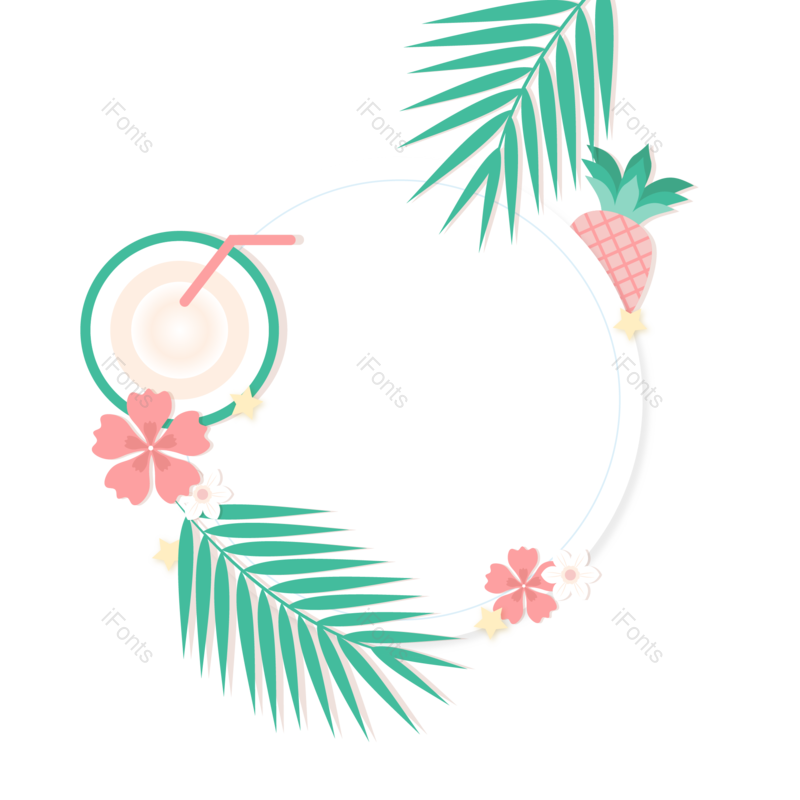 边框图片,夏天元素,简约PNG,海边免抠素材